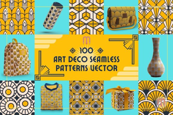 100 Art Deco Seamless Patterns Vector for Crafting and Design