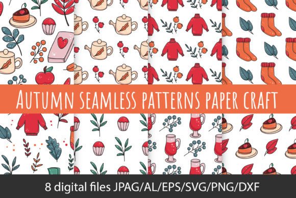 Autumn Seamless Paper Craft Graphics for Patterns