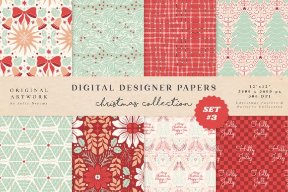 Classic Christmas Digital Papers Pattern for Branding and Graphics