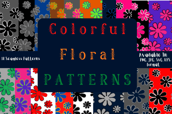 Colorful Floral Pattern Graphics for Creative Projects
