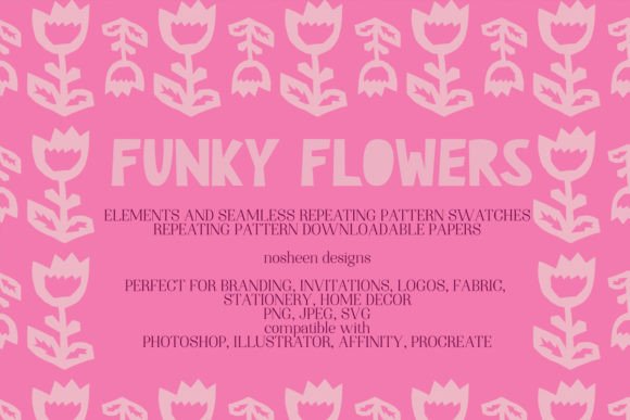 Funky Flowers Repeating Pattern Elements for Creative Design
