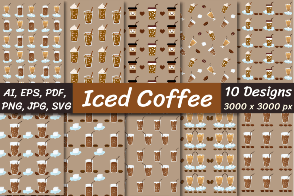 Iced Coffee Digital Papers for Modern Branding