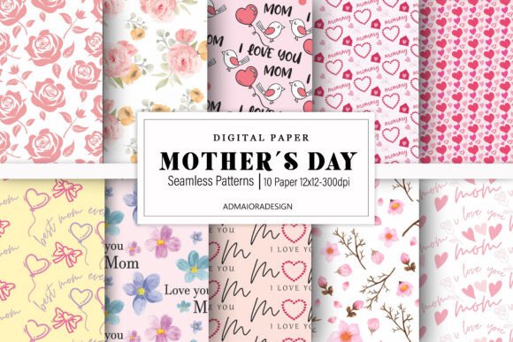 Mothers Day Sublimation Digital Paper for Blog Graphics and Patterns