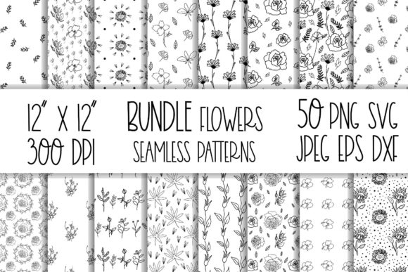 Seamless Floral Pattern Svg Black for Crafting and Design