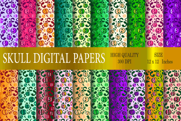 Skulls Digital Paper, Skull Leopard: A Playful Graphic Design Asset