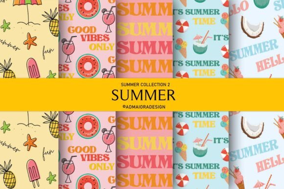 Summer Seamless Background Bundle for Graphics and Patterns